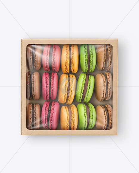 Download Paper Box With Macarons Mockup In Box Mockups On Yellow Images Object Mockups