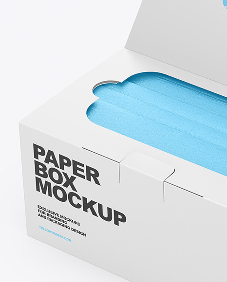 Paper Box With Medical Face Masks Mockup in Apparel ...