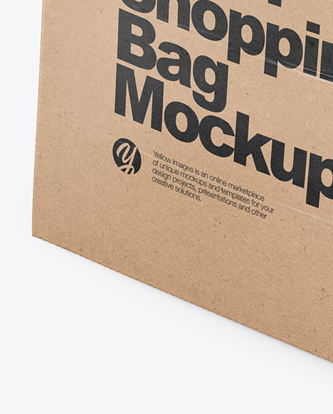 Download Kraft Paper Shopping Bag Mockup Half Side View In Bag Sack Mockups On Yellow Images Object Mockups