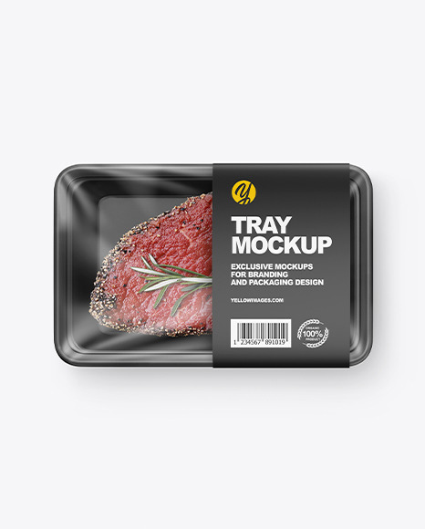 Download Plastic Tray W Meat Mockup In Tray Platter Mockups On Yellow Images Object Mockups