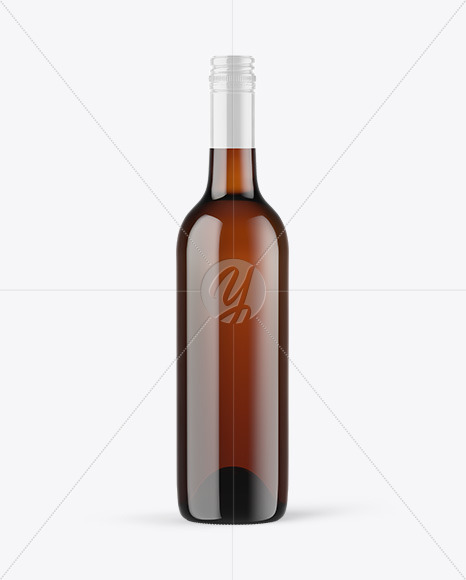 Amber Glass White Wine Bottle with Screw Cap Mockup PSD #3