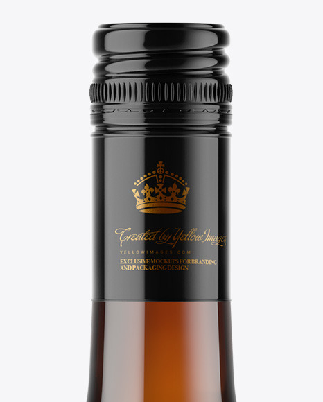 Amber Glass White Wine Bottle with Screw Cap Mockup PSD #6