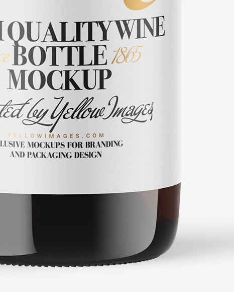 Amber Glass White Wine Bottle with Screw Cap Mockup PSD #7