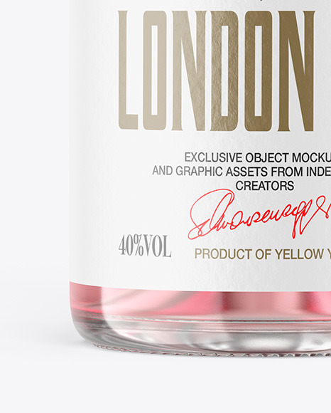 Clear Glass Gin Bottle with Wooden Cap Mockup PSD #7