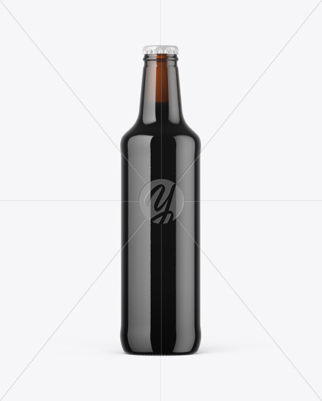 500ml Dark Amber Stout Beer Bottle Mockup