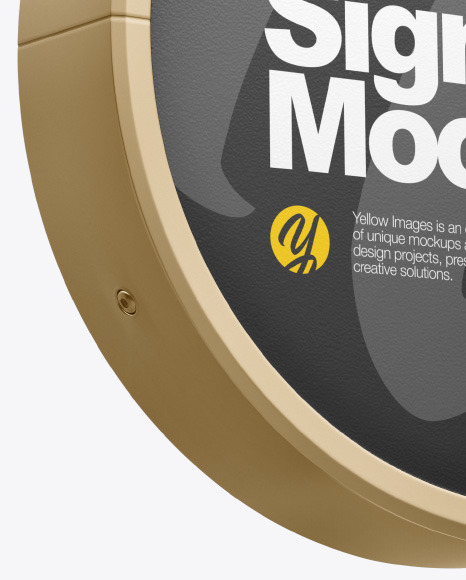 Metallic Round Signboard Mockup PSD #1