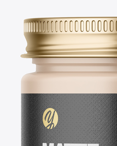 Matte Cosmetic Jar with Metallic Cap Mockup PSD #4