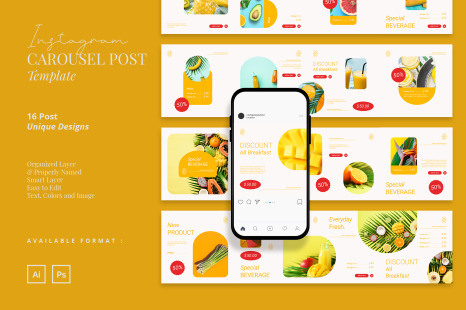 Fresh Food Ads Instagram Carousel Template