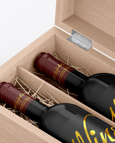 Download Wooden Box W Glossy Bottles Mockup In Bottle Mockups On Yellow Images Object Mockups