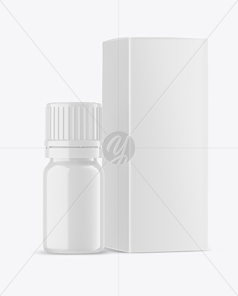 Glossy Bottle with Box Mockup PSD #3