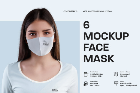 Download 6 Mockups Face Mask In Apparel Mockups On Yellow Images Creative Store