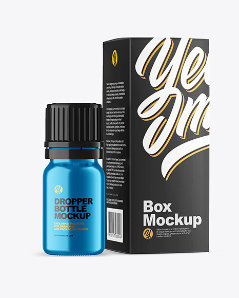 Metallic Bottle with Box Mockup