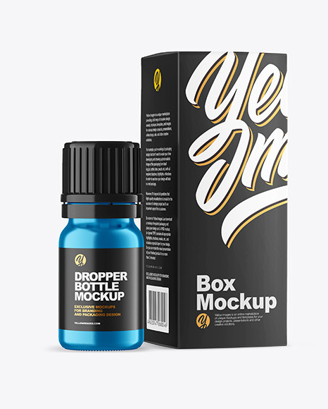 Metallic Bottle with Box Mockup PSD #2