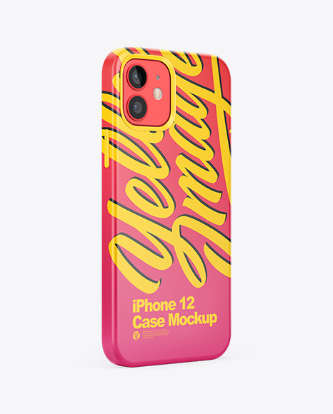 Download Iphone 12 Case Mockup Half Side View In Device Mockups On Yellow Images Object Mockups