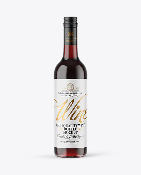 Clear Glass Red Wine Bottle with Screw Cap Mockup PSD #2