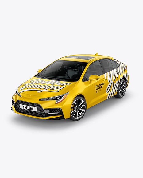Sedan Mockup - Half Side View (High-Angle Shot)