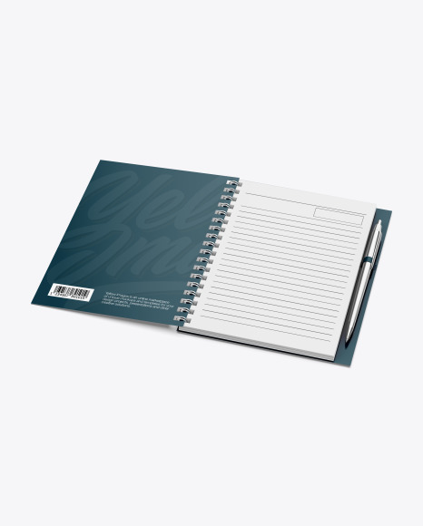 Notebook With Metal Writing Pen Mockup