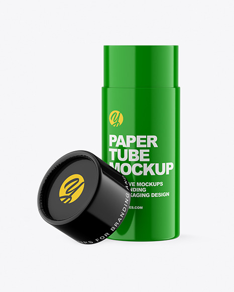 Download Opened Glossy Paper Tube Mockup In Tube Mockups On Yellow Images Object Mockups