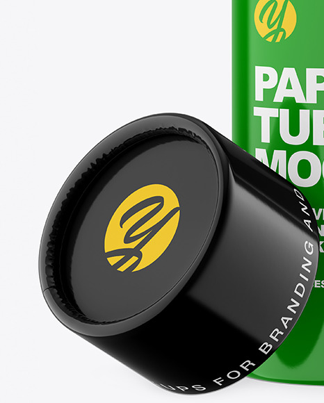 Opened Glossy Paper Tube Mockup PSD #2