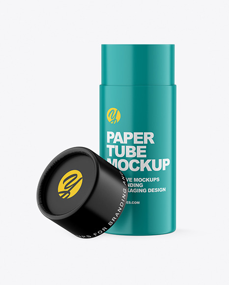 Download Opened Matte Paper Tube Mockup In Tube Mockups On Yellow Images Object Mockups