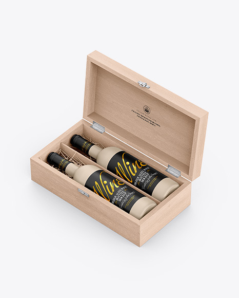 Wooden Box W/ Matte Bottles Mockup