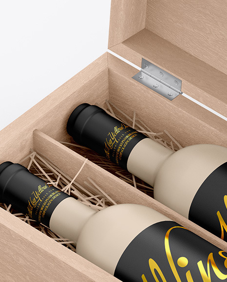 Wooden Box W  Matte Bottles Mockup PSD #1