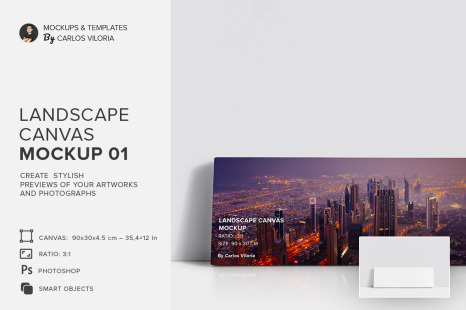 Download Landscape Canvas Ratio 3x1 Mockup 01 In Indoor Advertising Mockups On Yellow Images Creative Store