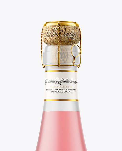 Frosted Glass Bottle w  Pink Wine Mockup PSD #1