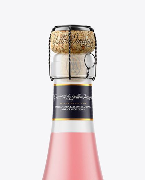 Frosted Glass Bottle w  Pink Wine Mockup PSD #5