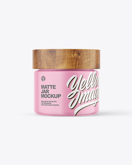 60ml Matte Jar W/ Wooden Lid Mockup