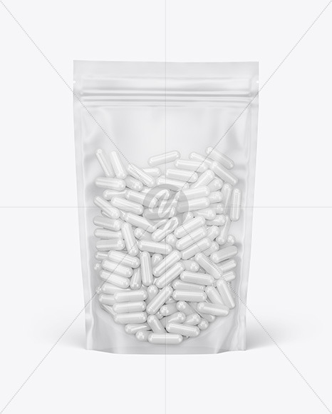 Download Frosted Plastic Pouch w/ Pills Mockup in Pouch Mockups on Yellow Images Object Mockups