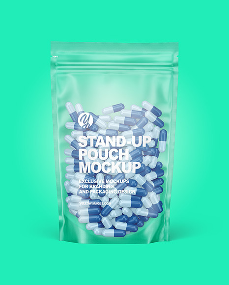 Frosted Plastic Pouch w  Pills Mockup PSD #1