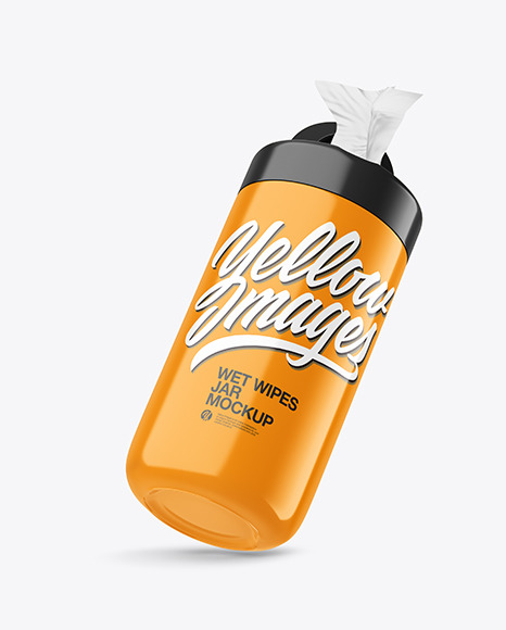 Opened Glossy Wet Wipes Jar Mockup
