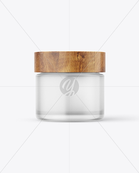 60ml Frosted Glass Jar W/ Wooden Lid Mockup