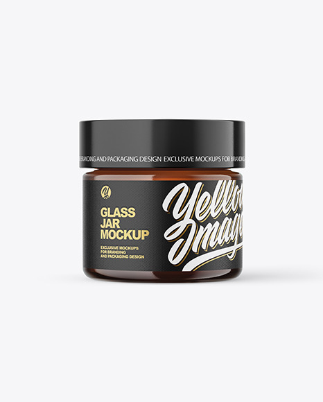 60ml Amber Glass Jar W  Wooden Lid Mockup PSD #2
