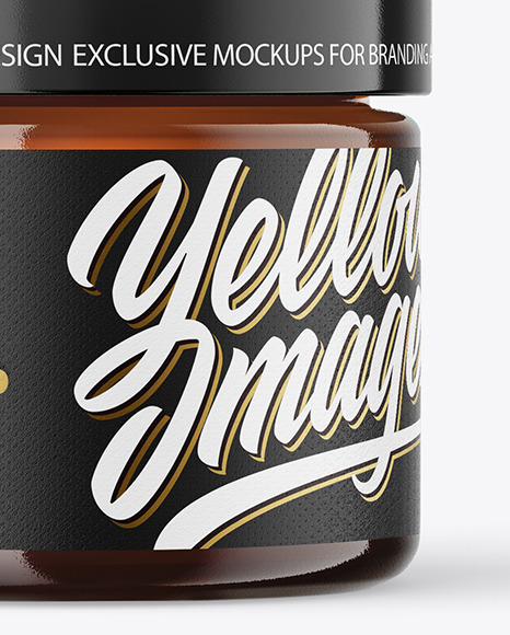 60ml Amber Glass Jar W  Wooden Lid Mockup PSD #7