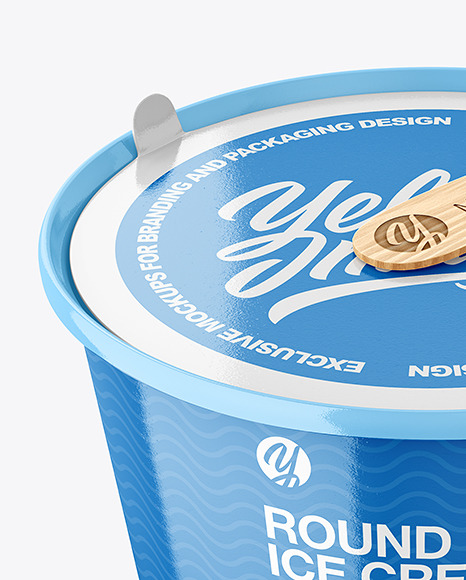 Ice Cream Glossy Plastic Cup With Wooden Stick Mockup PSD #2