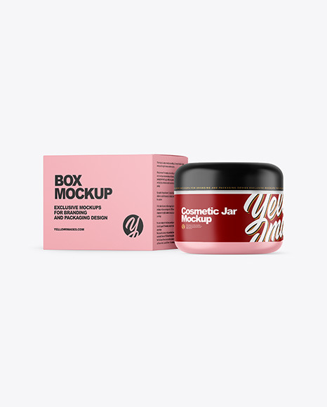 Frosted Cosmetic Jar with Box Mockup PSD #2