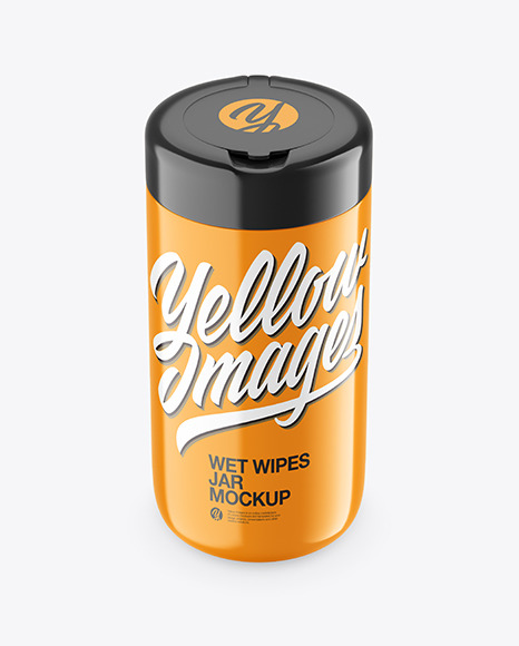 Glossy Wet Wipes Jar Mockup