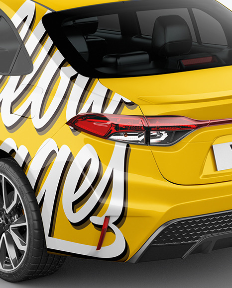 Sedan Mockup   Back Half Side View (High Angle Shot) PSD #1