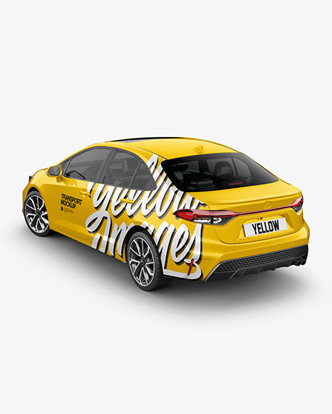 Sedan Mockup - Back Half Side View (High-Angle Shot)