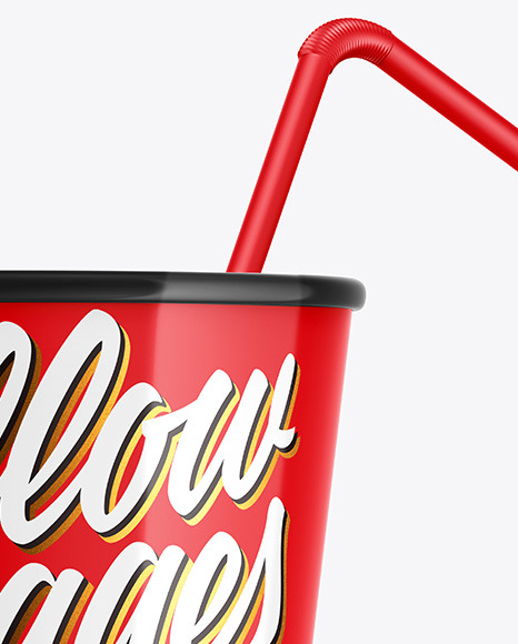 Glossy Soda Cup w  Straw Mockup PSD #1