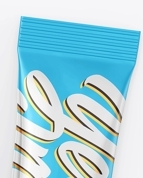 Two Glossy Metallic Stick Sachets Mockup PSD #6
