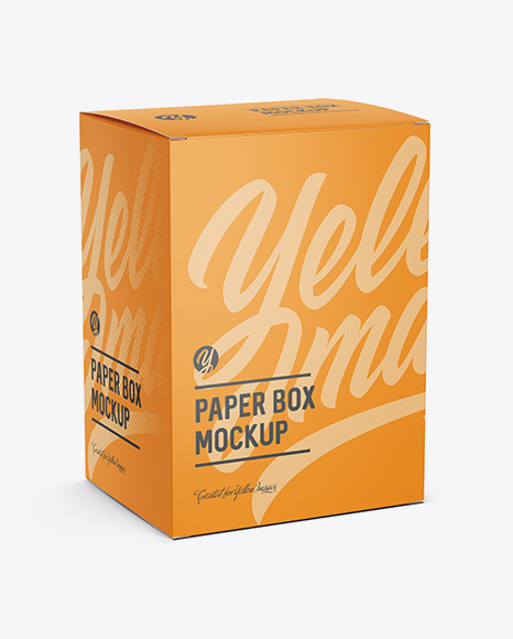 Download Paper Box Mockup Halfside View In Box Mockups On Yellow Images Object Mockups