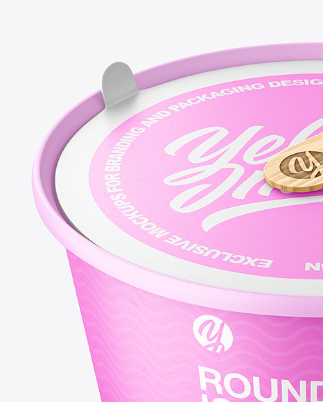 Ice Cream Matte Plastic Cup With Wooden Stick Mockup PSD #2