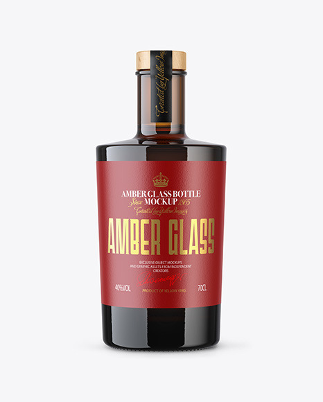 Download Amber Glass Bottle With Wooden Cap Mockup In Bottle Mockups On Yellow Images Object Mockups