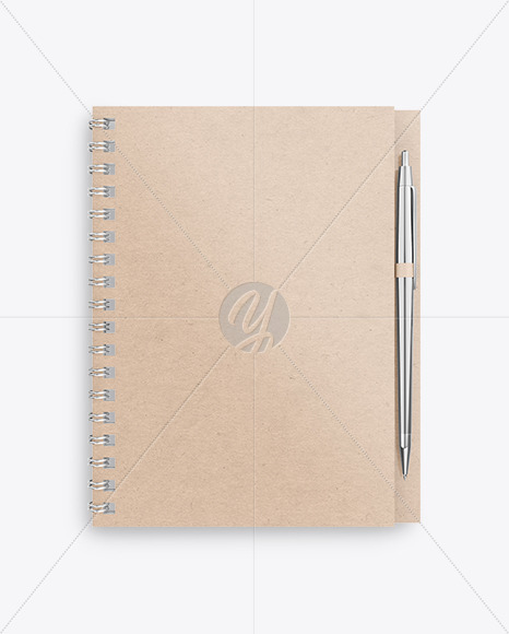 Kraft Paper Notebook With Metallic Writing Pen Mockup PSD #3