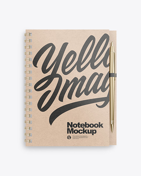 Kraft Paper Notebook With Metallic Writing Pen Mockup PSD #4