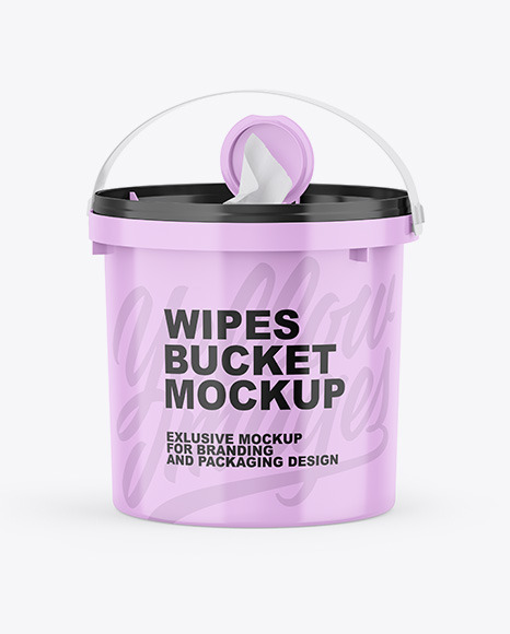 Glossy Wipes Bucket Mockup PSD #2