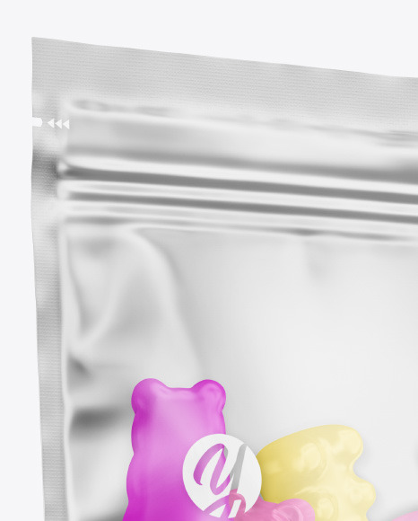 Frosted Stand up Pouch with Gummies Mockup PSD #1